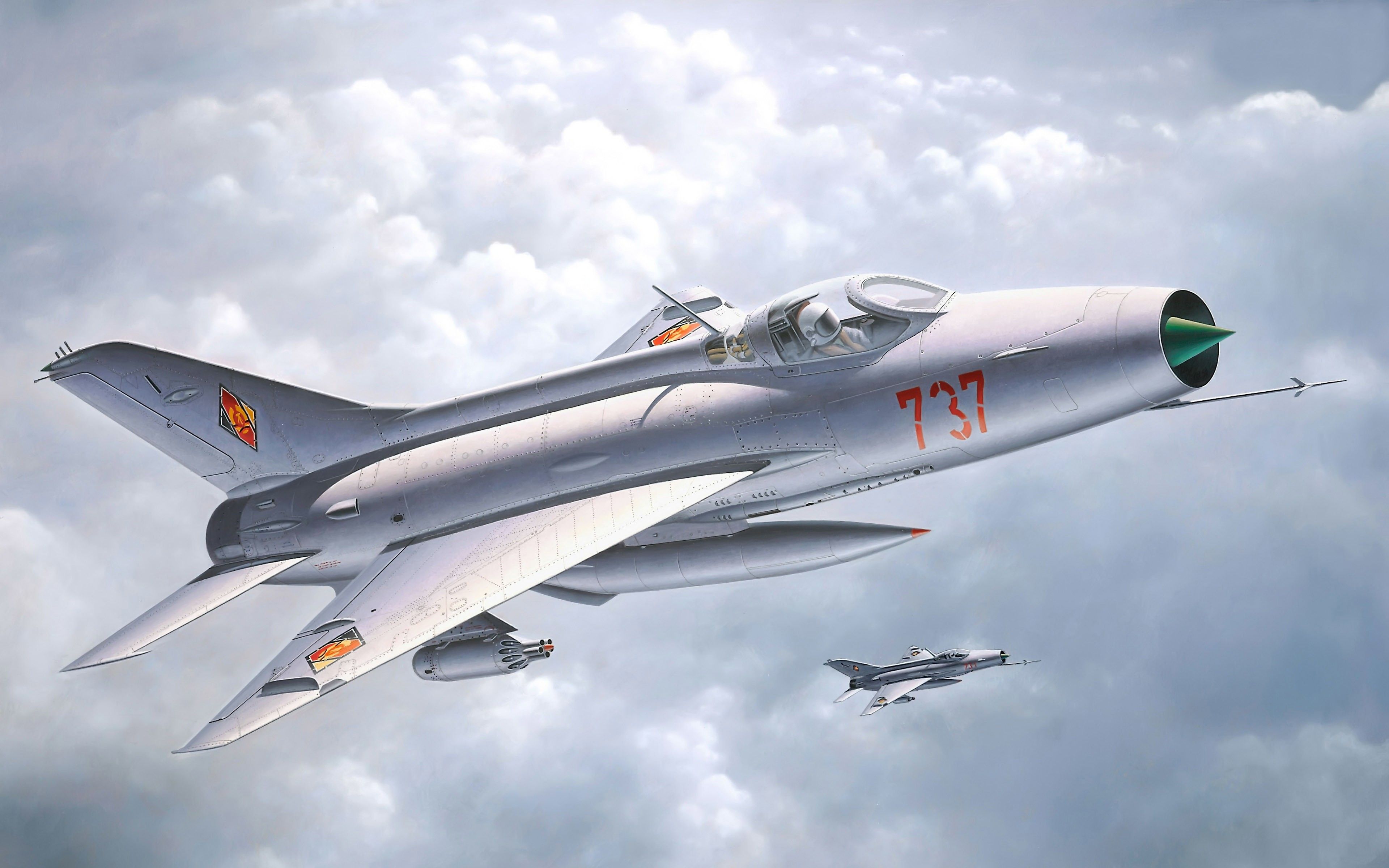 3840x2400 aircraft, Military, Artwork, Mig Fishbed, Airforce, German, Democratic, Republic Wallpaper HD / Desktop and Mobile Background