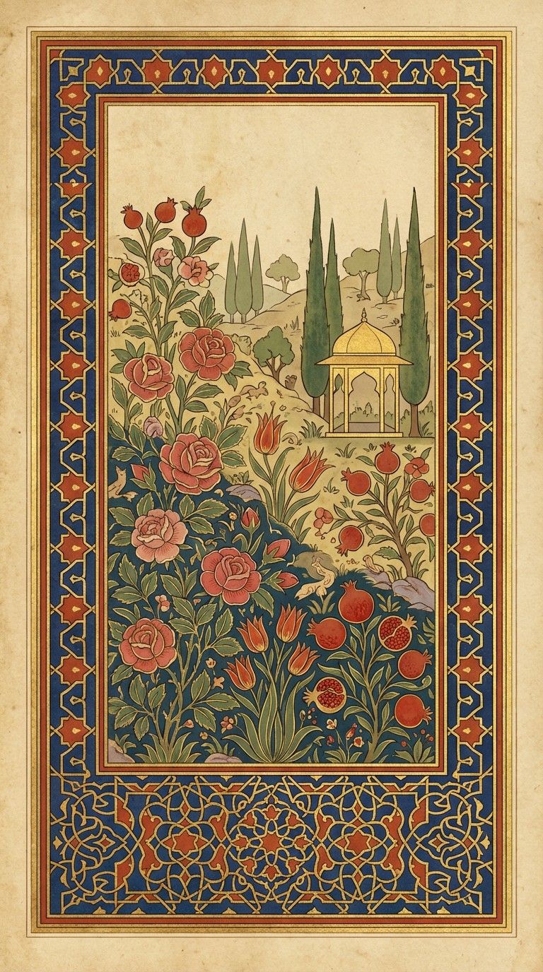 768x1376 Download Persian Floral Tapestry Image, Miniature, Botanical