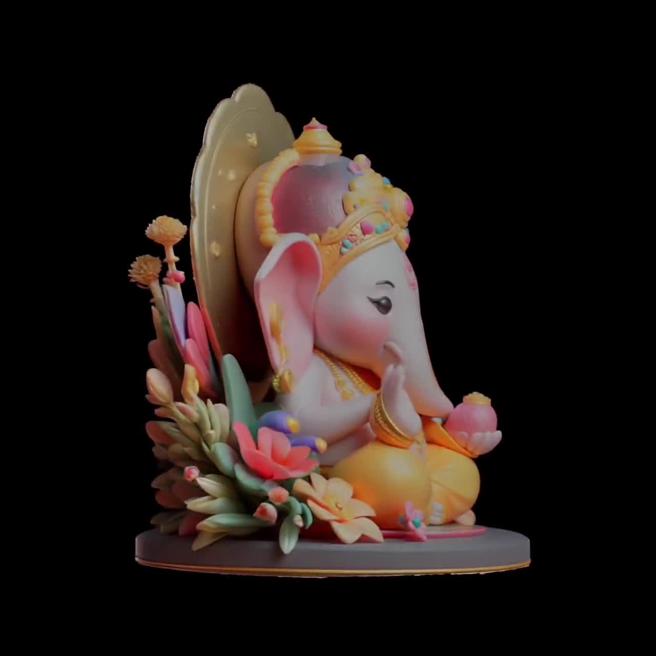 1280x1280 Cute Ganesha Cartoon Art, Pastel Colors (Digital Download)