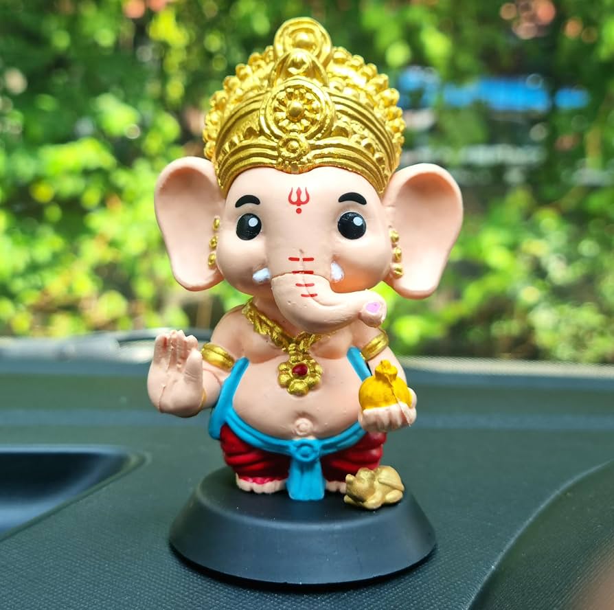 894x888 Buy RIANZ® Cute Lord Ganesha God Idol For Car Dashboard. Ganpati Bappa Murti With Modak & Mooshak. Decorative Ganesh Ji Showpiece For Home, Office, Gift Purposecm Height (Maroon Blue)