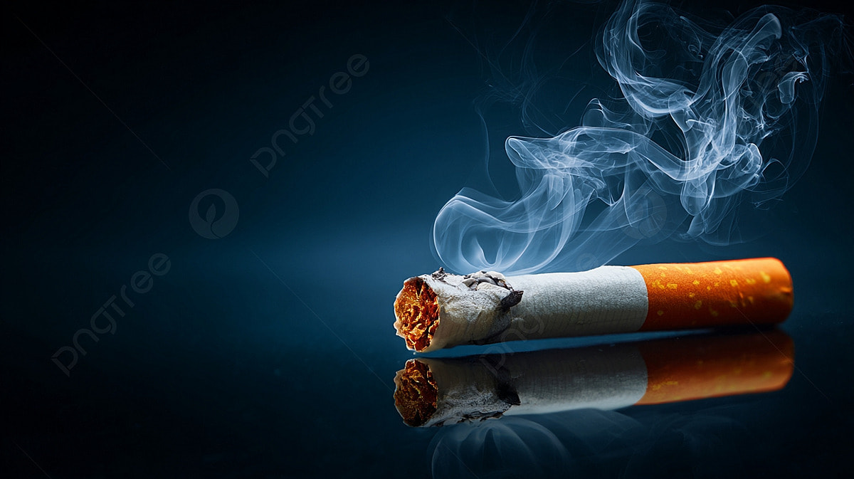 1200x673 No Smoking Cigarette Butt On A Blue Background Photo Wallpaper Image For Free Download