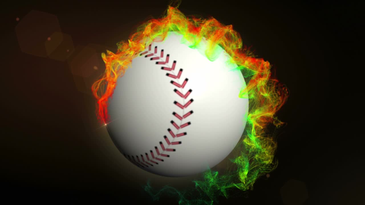 1280x720 Baseball on fire on black background