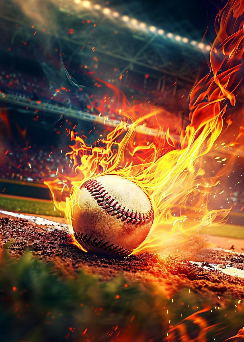 857x1200 Flaming Baseball