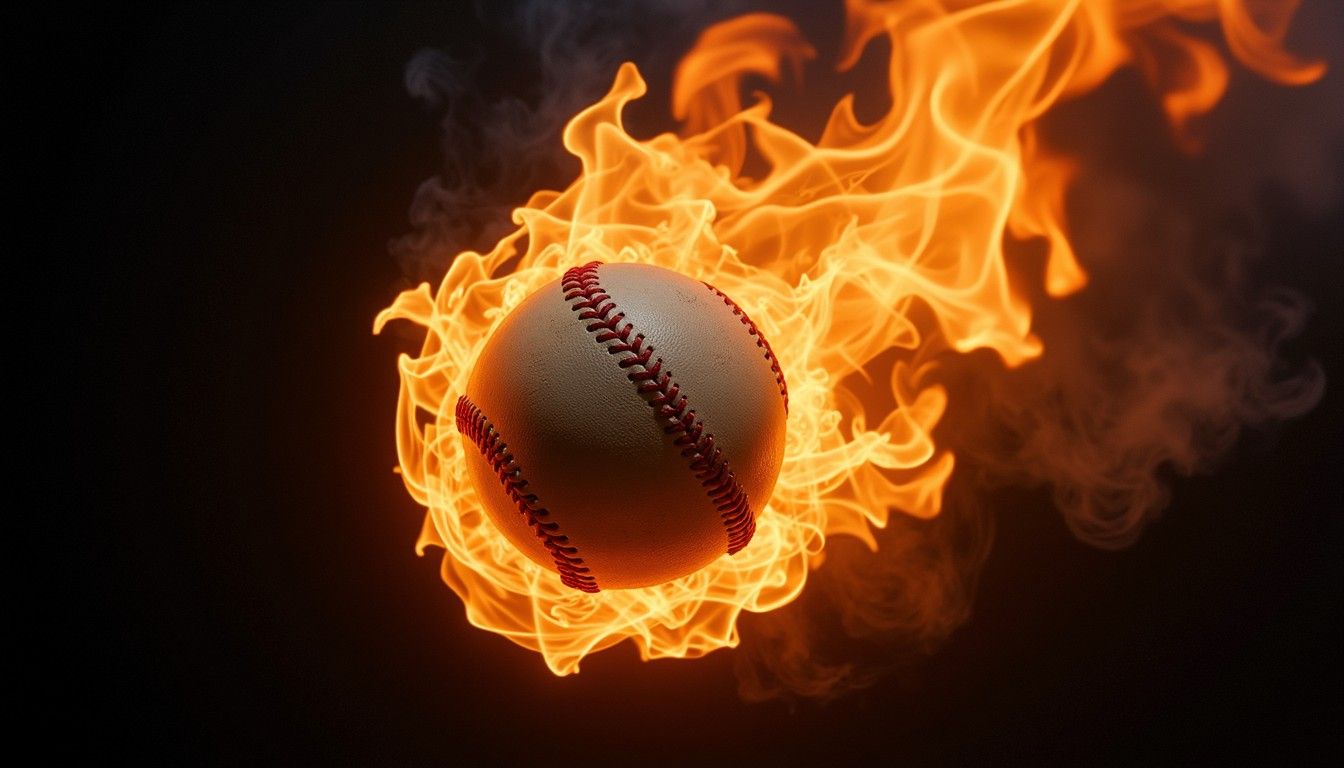 1344x768 Free Flaming Baseball Spin Image, Flames, Fire