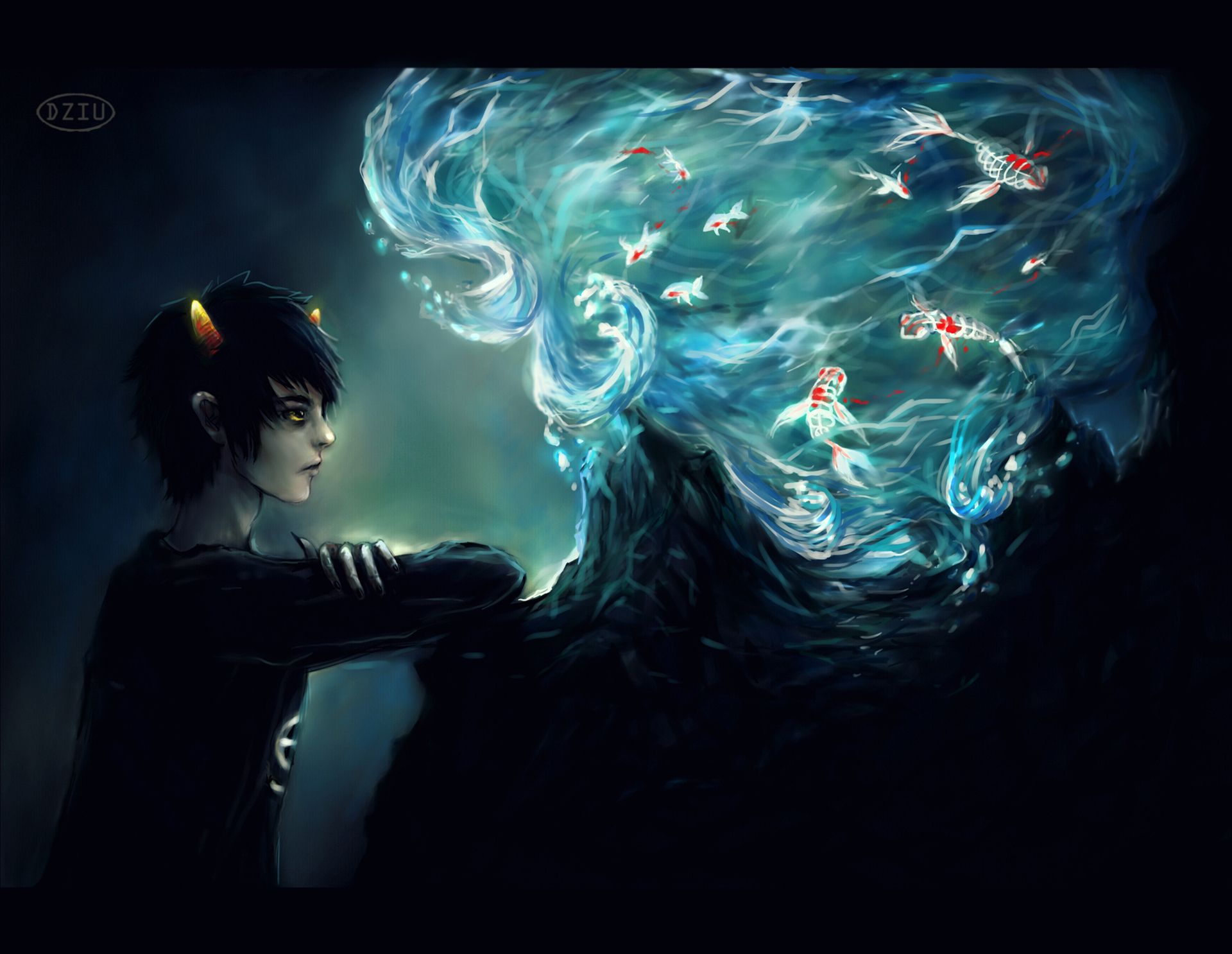 1920x1486 Wallpaper water, monster, fish, male, Homestuck, The Karkat Is Vantas, Karkat Vantas, Hostak for mobile and desktop, section фантастика, resolution 1920x1486