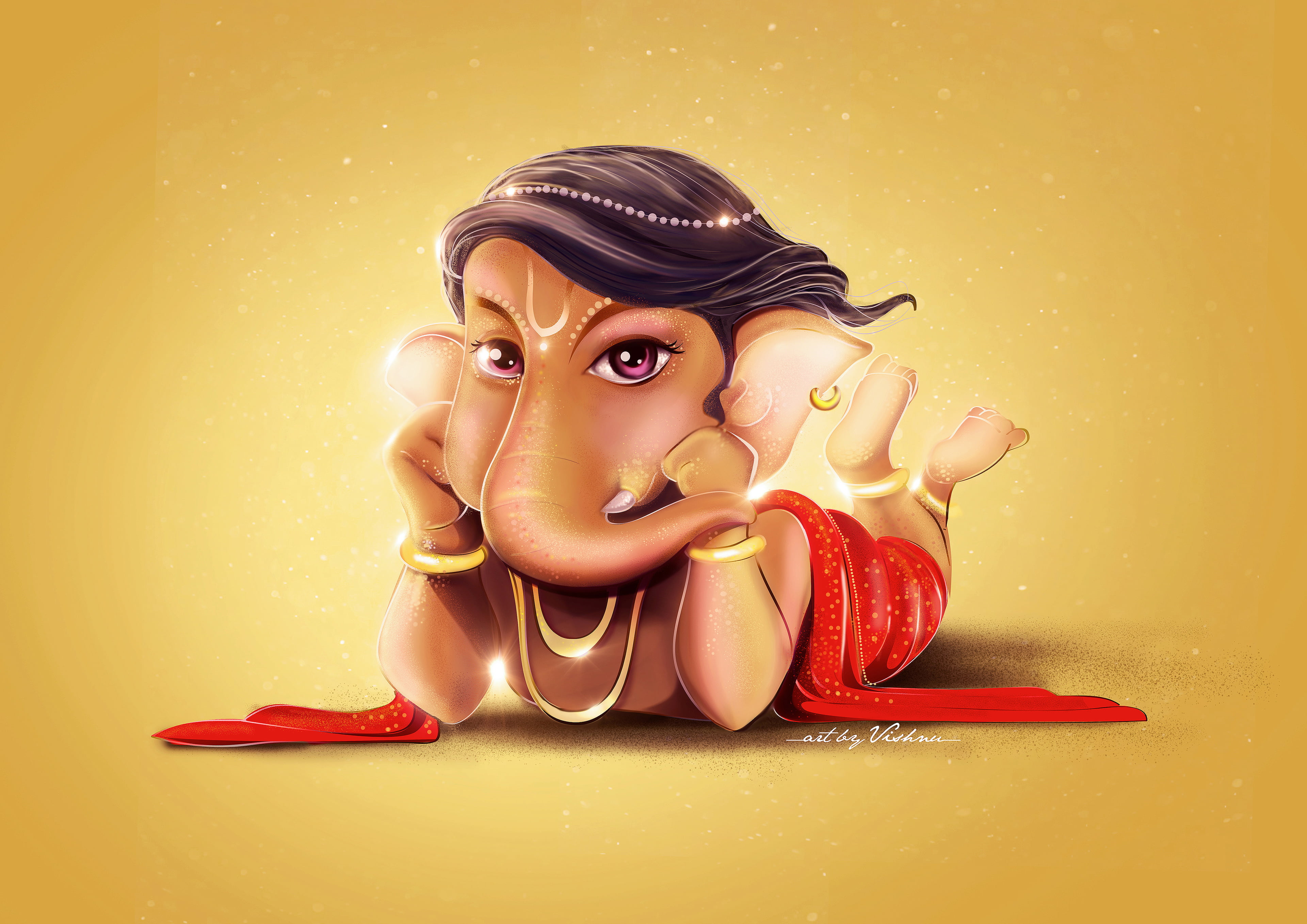 3840x2715 Animated Ganesha HD wallpaper