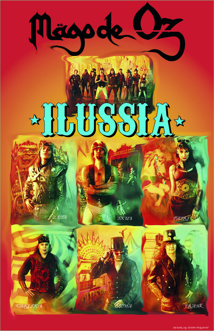 736x1137 Afiche de la banda española de Folk Rock, Mago de Oz, álbum Ilussia
