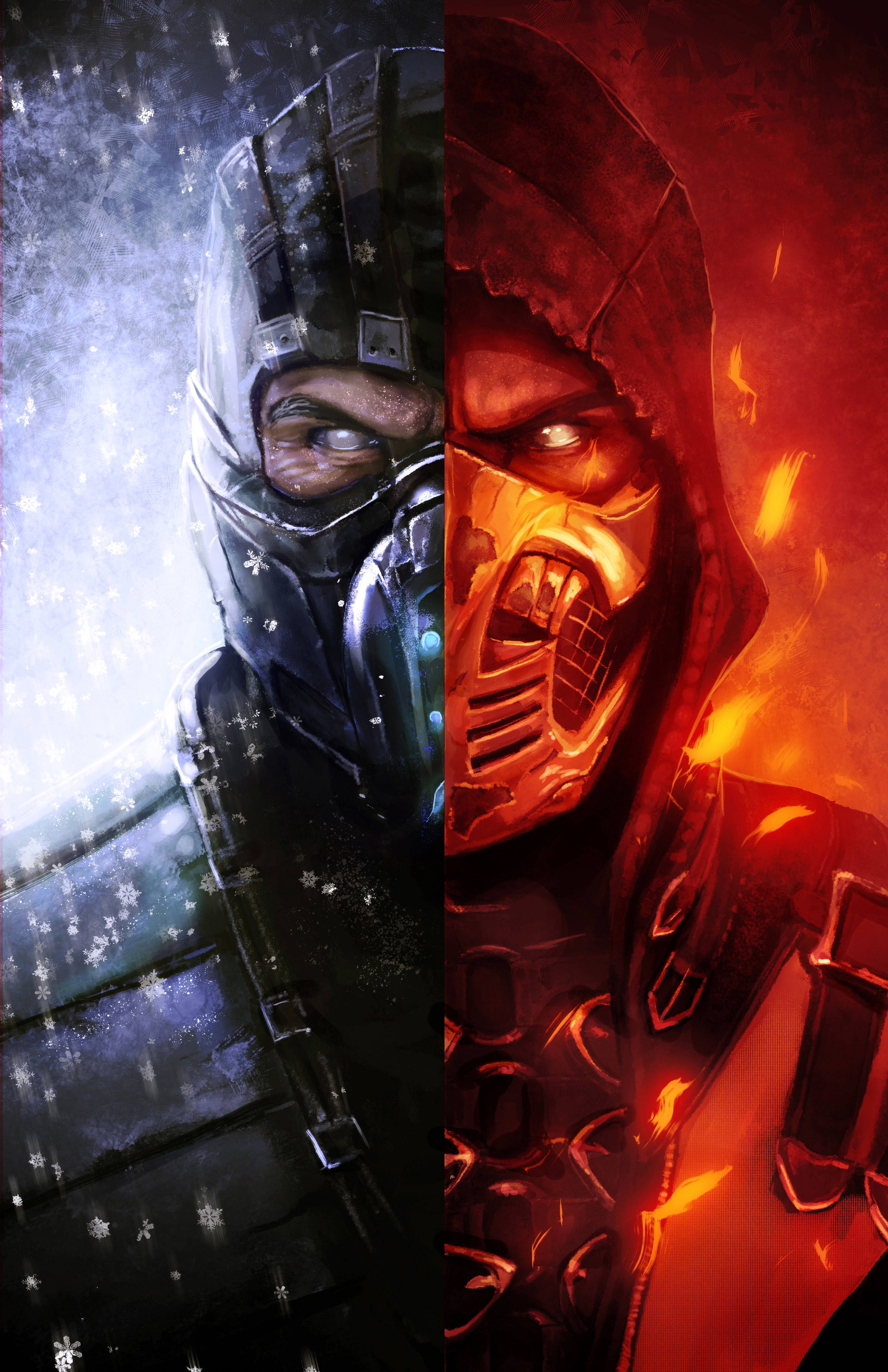 3841x5936 Download Fire And Ice Mortal Kombat Wallpaper