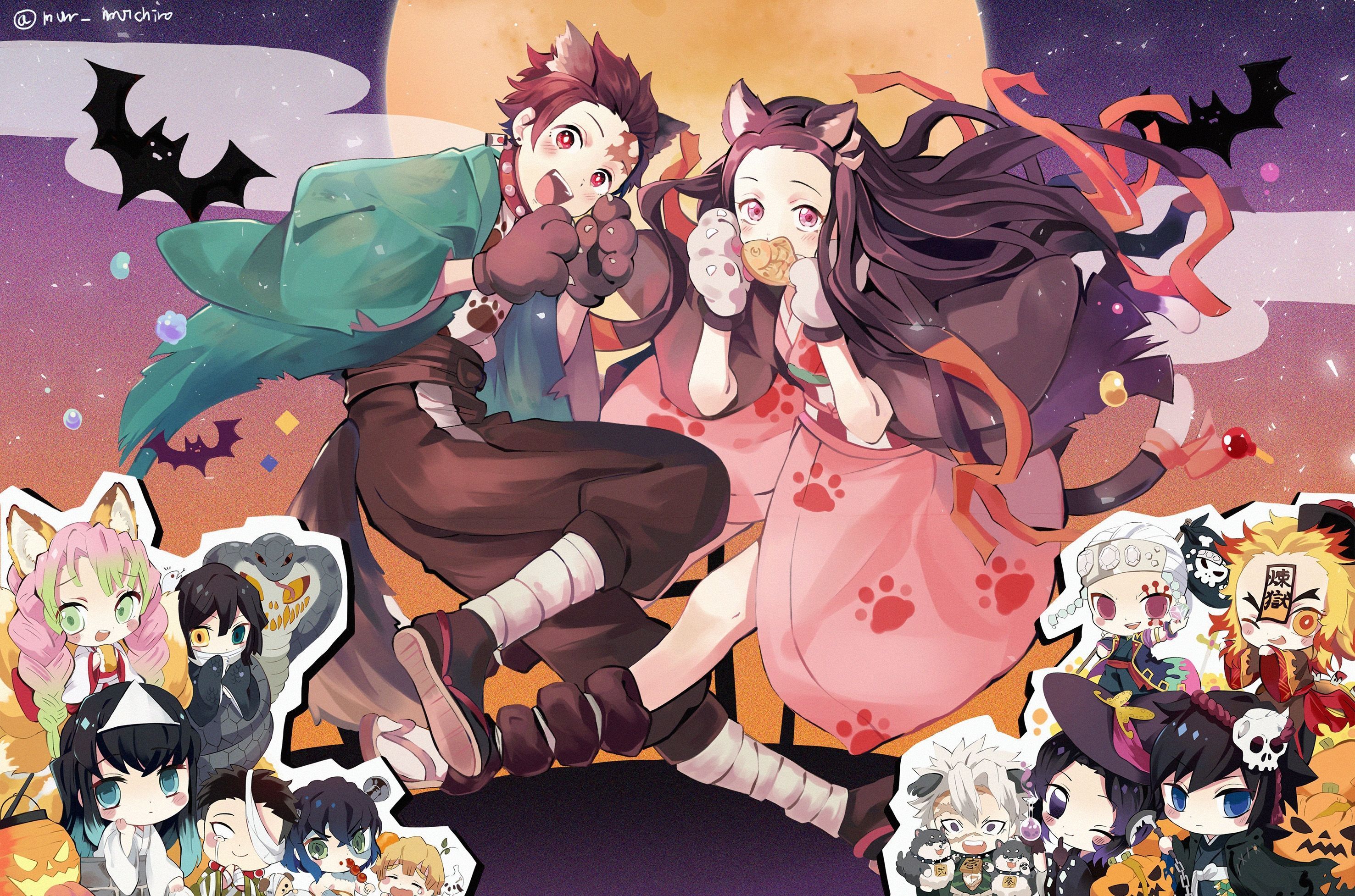 2953x1954 Demon Slayer Halloween Wallpaper