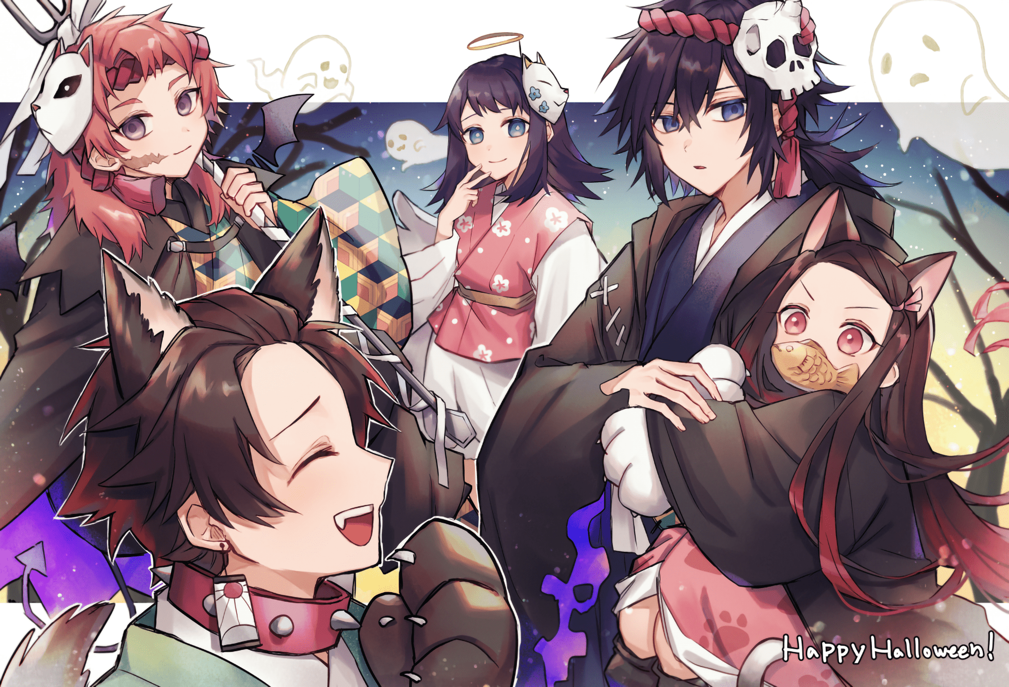2000x1361 Demon Slayer Gang: HD Anime Wallpaper by コユコムx1361