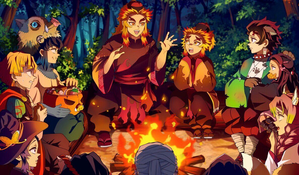 1187x697 Halloween Kimetsu No Yaiba Wallpaper