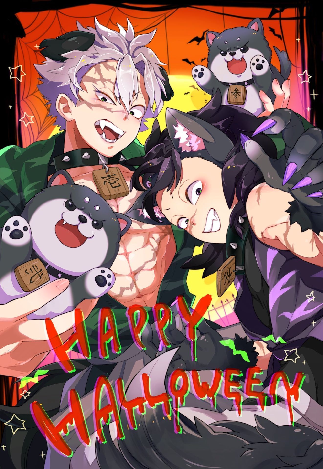 1322x1920 Kimetsu No Yaiba Halloween Wallpaper