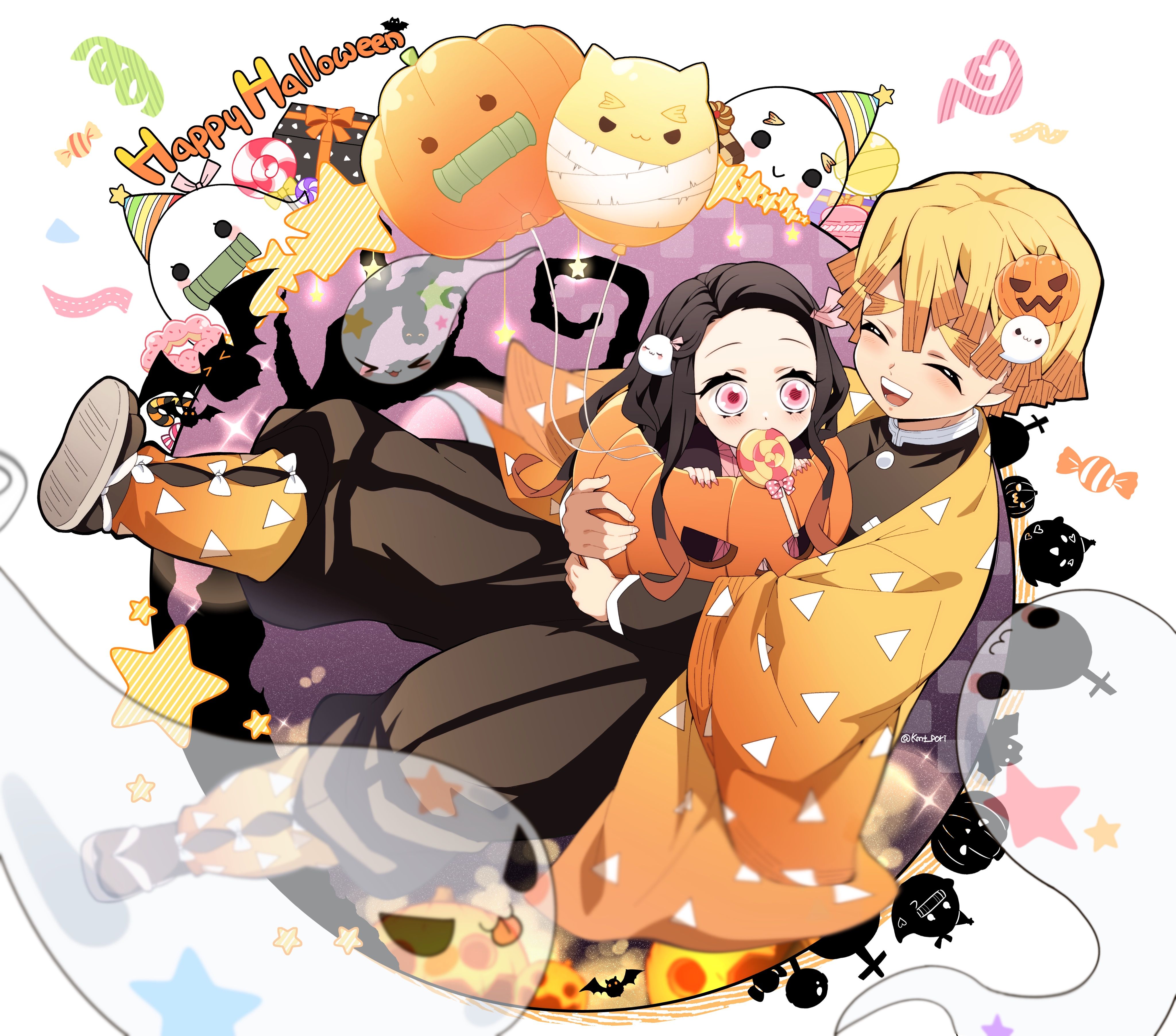 4096x3608 Demon Slayer 4K: Zenitsu & Nezuko Vibrant Anime Wallpaper