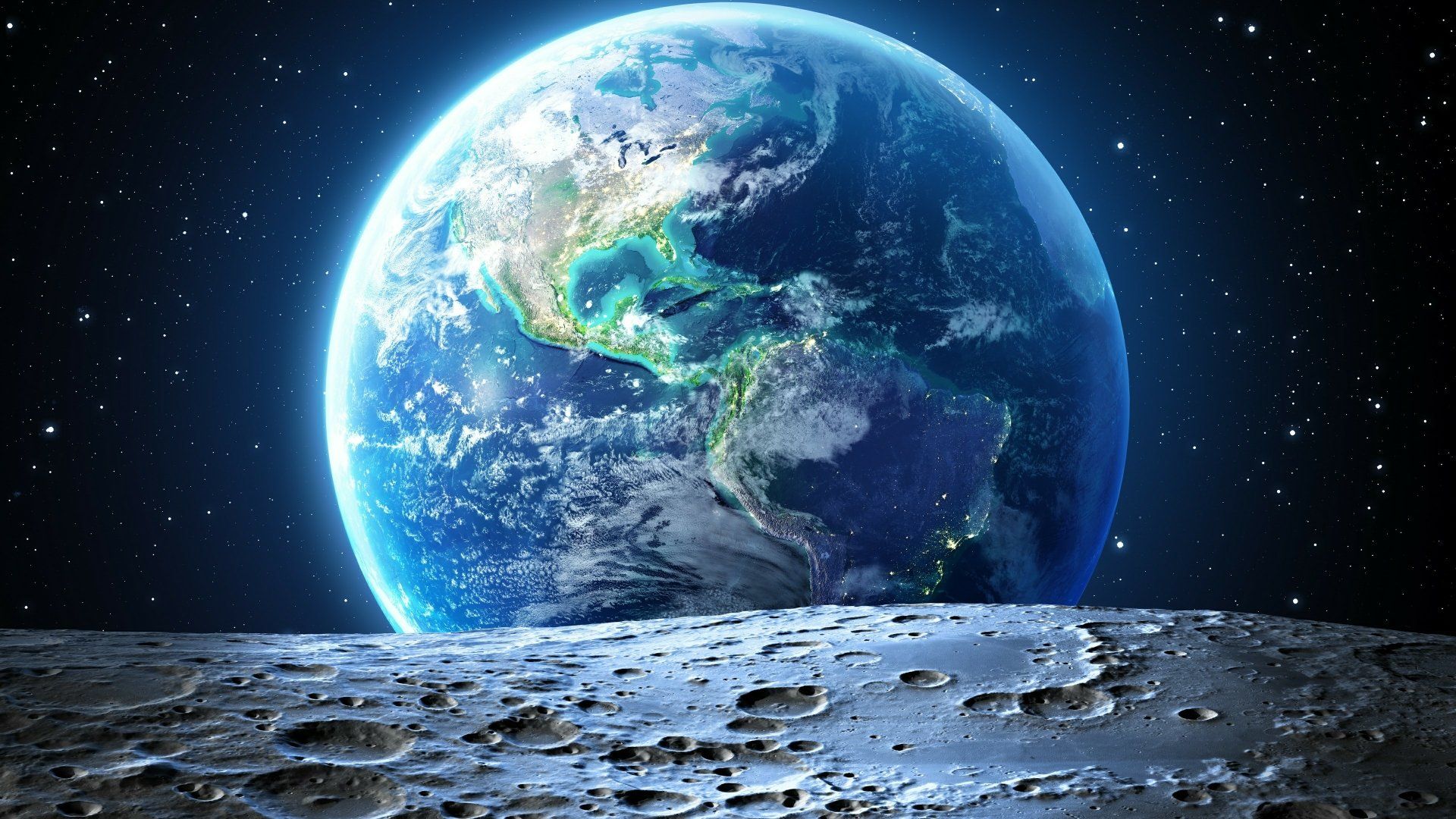 1920x1080 Moonlit Earth from Space Ultra HD Wallpaperx2160