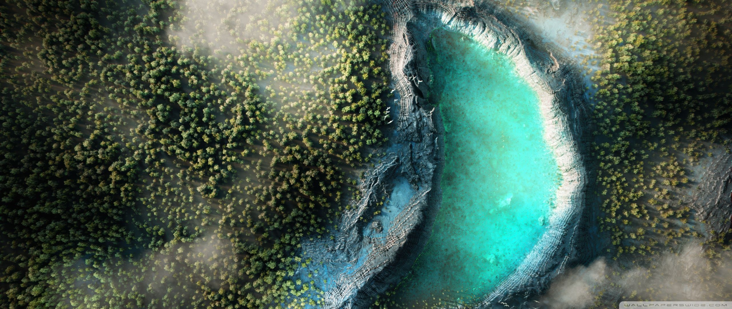 2560x1080 3D Earth Landscape from Above 4K UHD Wallpaper for UltraHD Desktop and TV : Widescreen and UltraWide Display