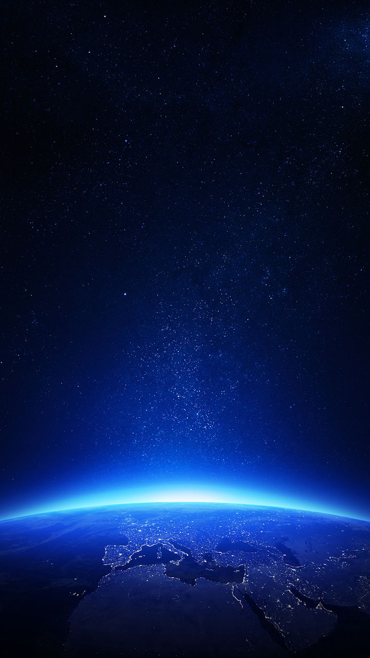 720x1280 Night Sky with Stars above Earth's Horizon. Earth from space background, Blue earth background hd, Spaceship earth wallpaper hd