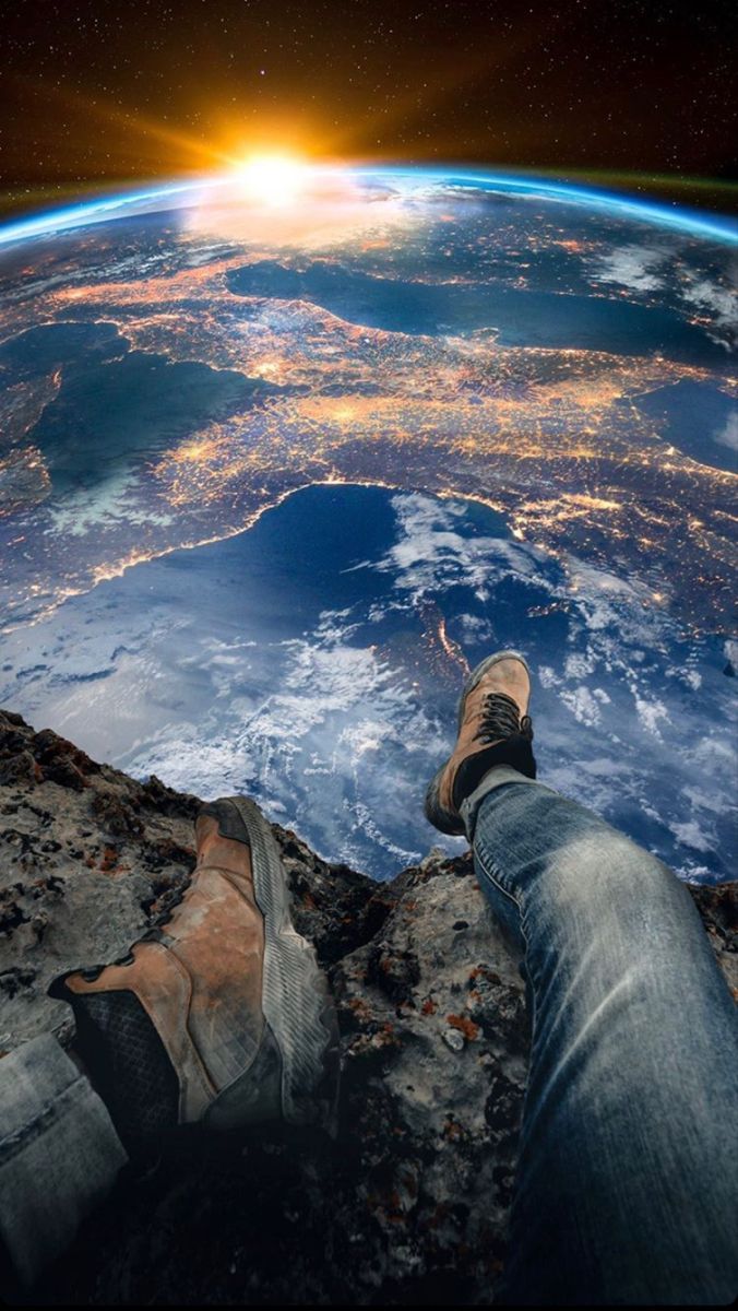 676x1200 Surreal Space Art Gallery. World pic, World background, Looking at earth from space
