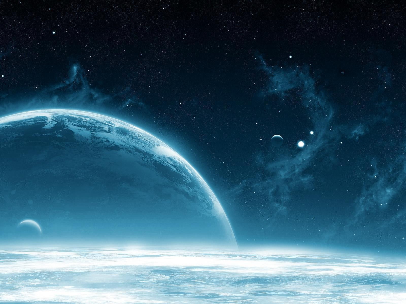 1600x1200 White and blue above ground pool, nature, space, planet, digital art HD wallpaper