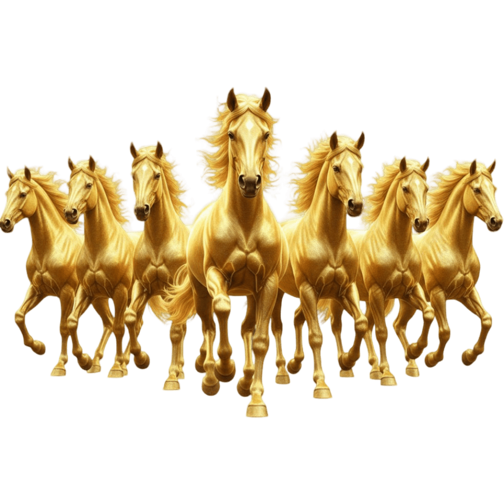 1024x1024 Hd golden seven running horse png logo shop use