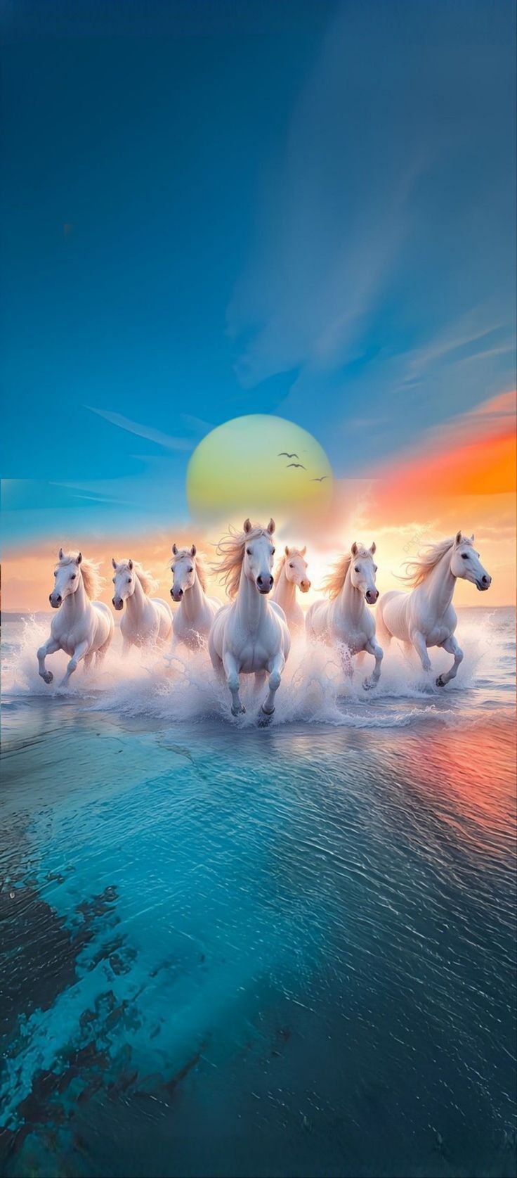 736x1675 Horse painting ideas on a canvas. Painting of 5 animals, Watercolor sunset with horses, 7 horses running HD wallpaper