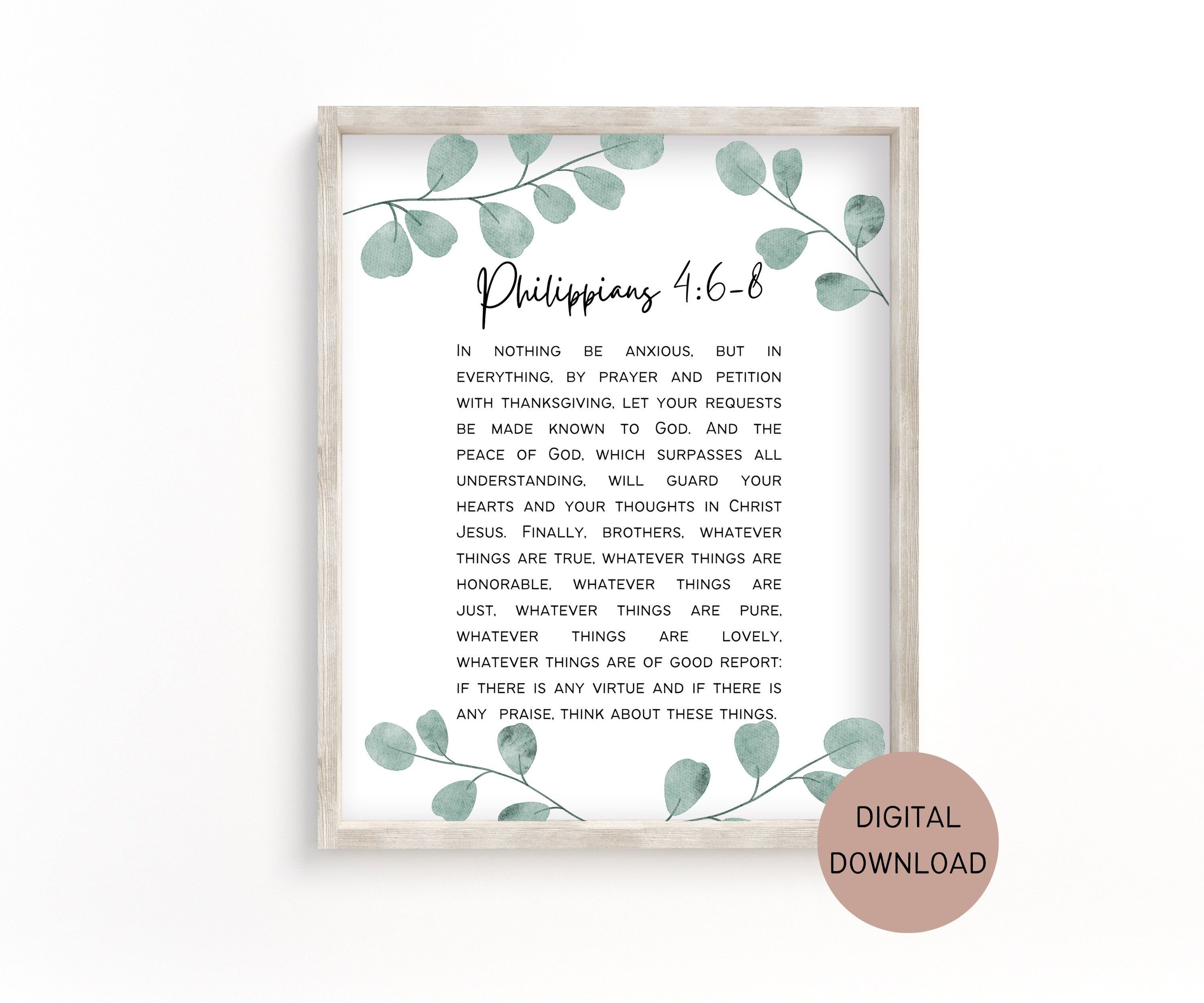 3000x2500 Philippians 4:6 8 Bible Scripture Printable Wall Art Print For Christian Decor, Bible Verse Don't Be Anxious, Faith Verse Print