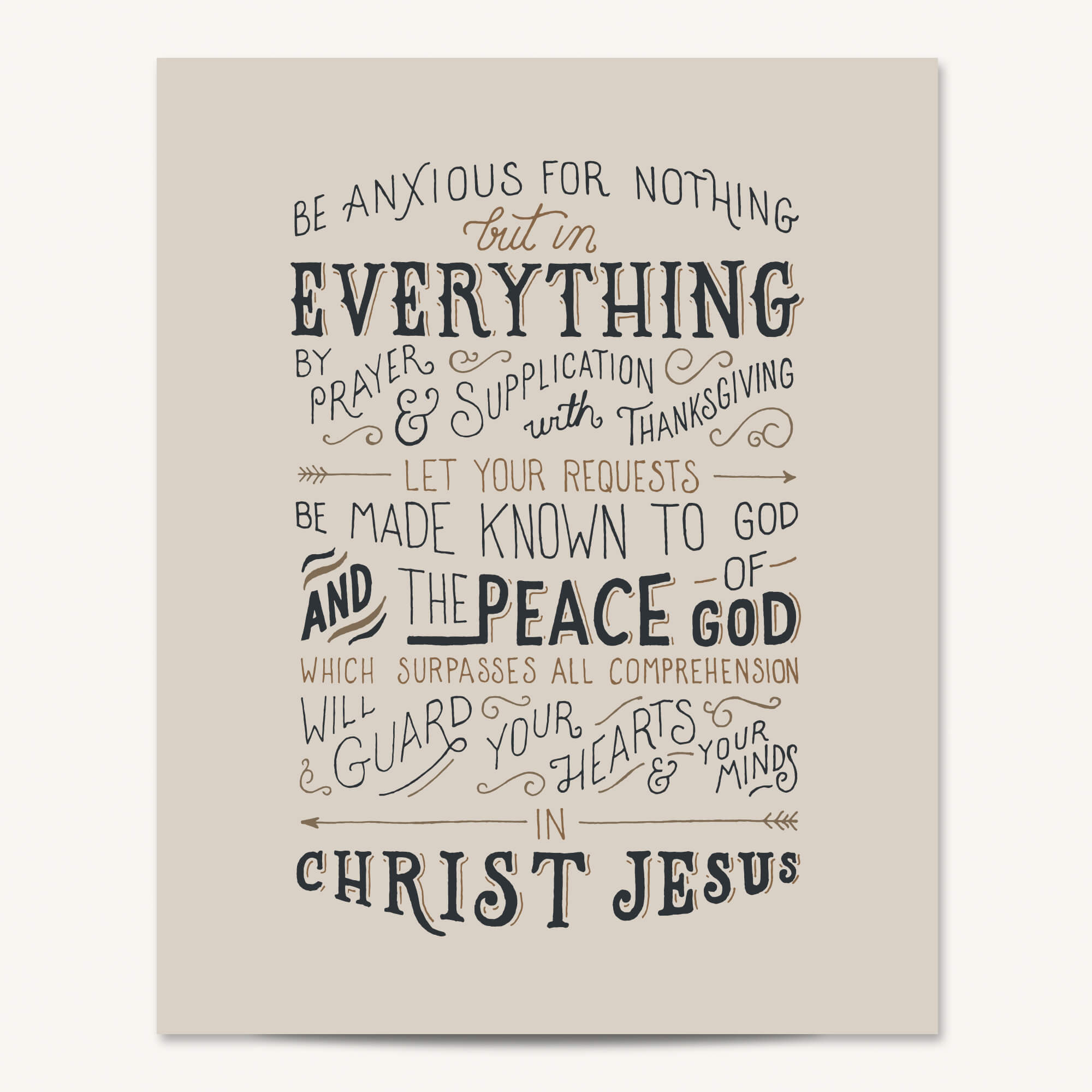 2000x2000 Scripture Art Print Anxious For Nothing (Phil. 4:6 7)