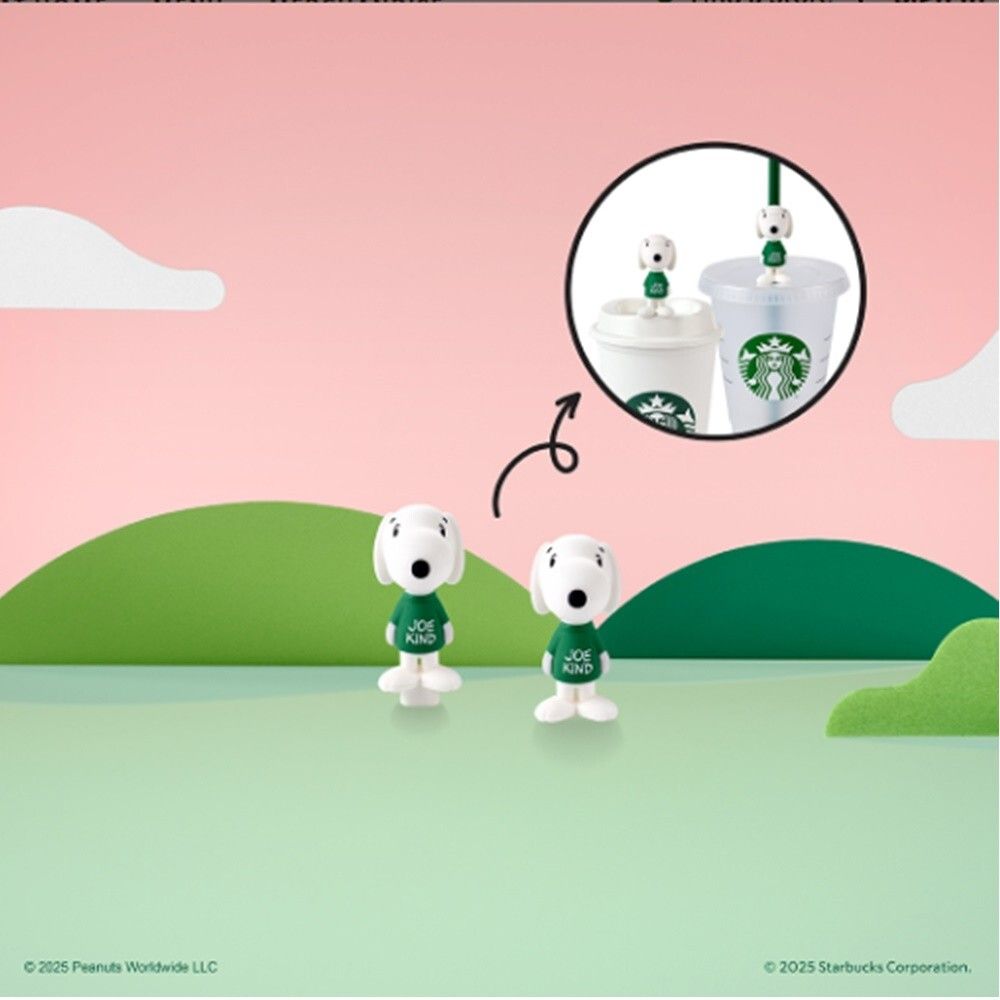1000x1000 Starbucks Snoopy 2025 Stopper & Straw Deco Set (2pcs) Peanuts Joe Kind Brand New