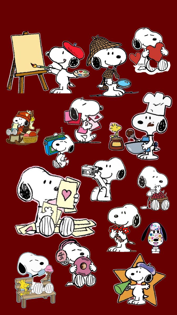 675x1200 snoopy wallpaper // valentines // painter // baker // photographer