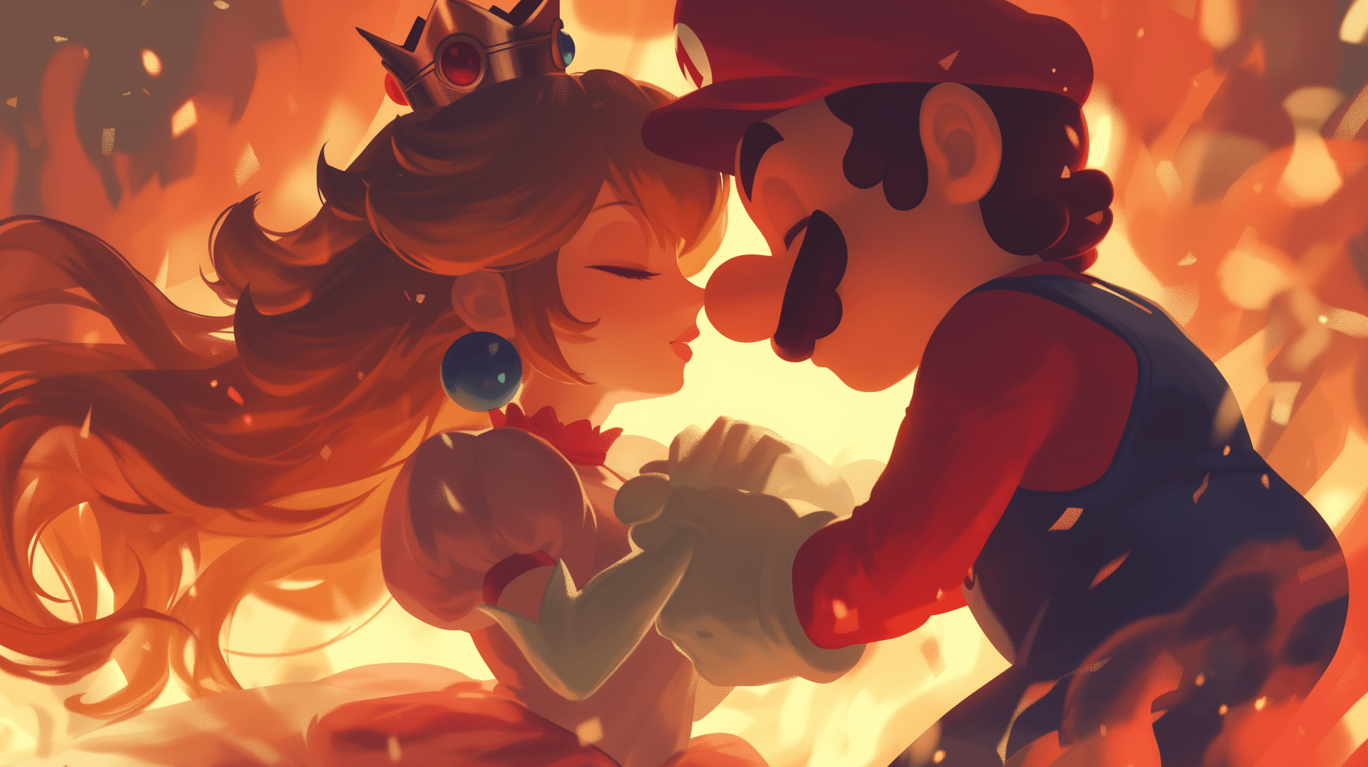 1920x1076 Romantic Mario and Princess Peach HD Wallpaper