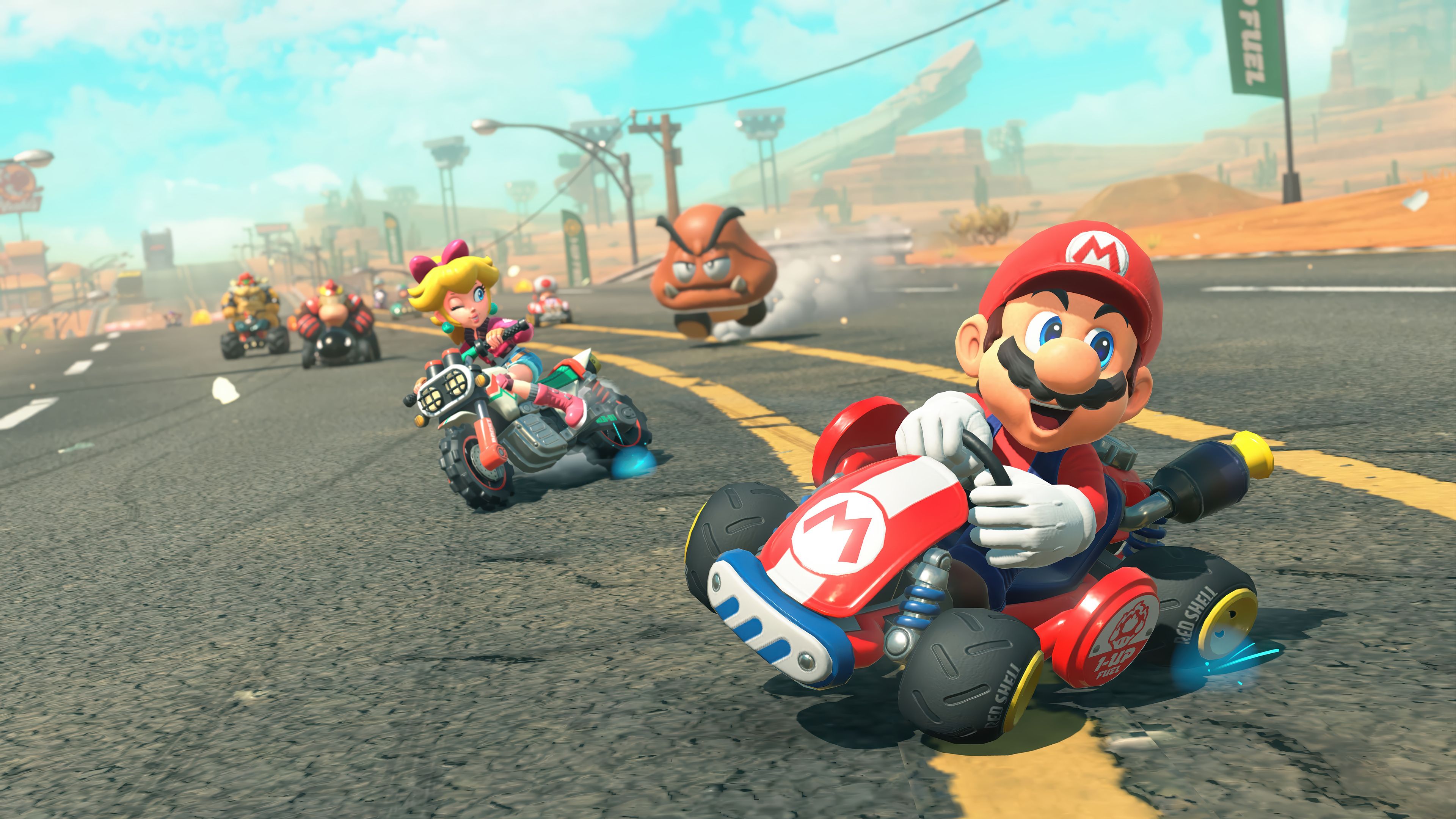 3840x2160 Mario Kart World Mario Princess Peach Wallpaper 4K HD PC