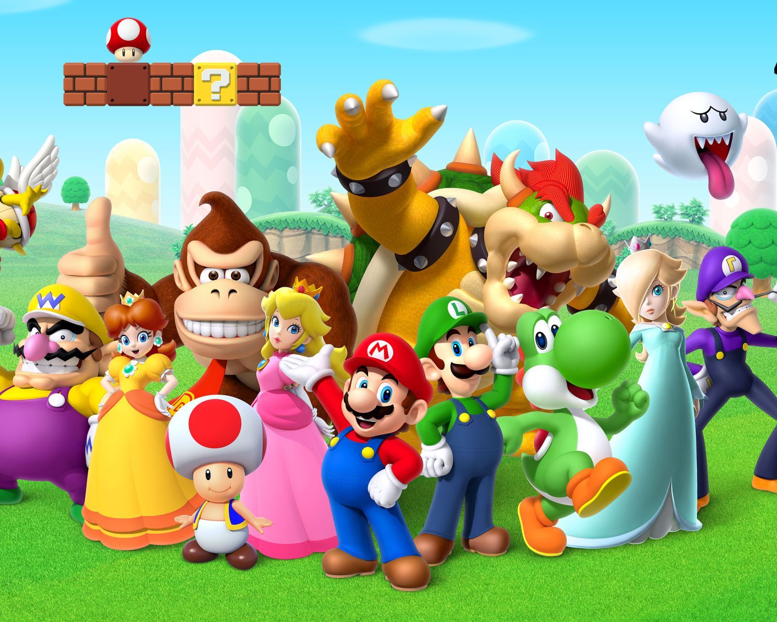 1600x1280 Phone wallpaper: Super Mario Bros, Toad (Mario), Princess Peach, Princess Daisy, Video Game, Bowser, Yoshi, Luigi, Donkey Kong, Rosalina (Mario), Wario, Mario, Waluigi 1141837