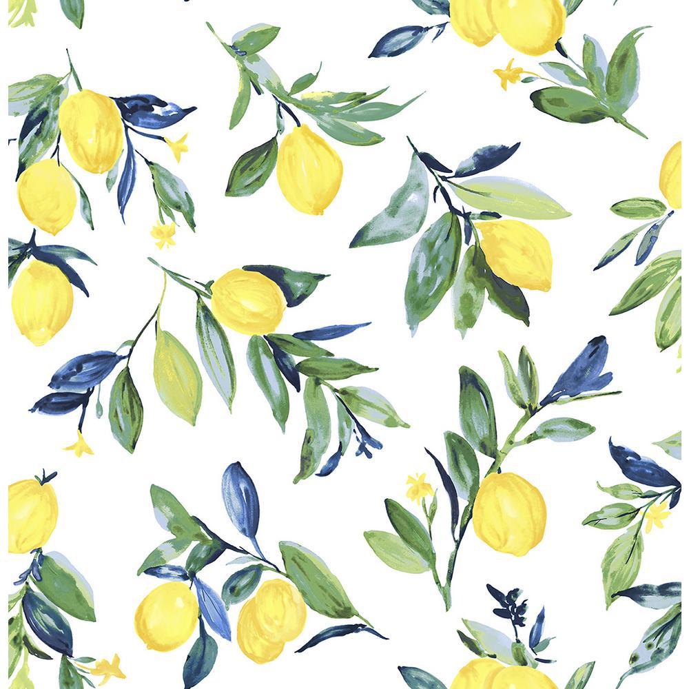 1000x1000 NuWallpaper Lemon Drop Yellow Vinyl Peel & Stick Wallpaper Roll (Covers 30.75 Sq. Ft.)-NUS3161 Home Depot