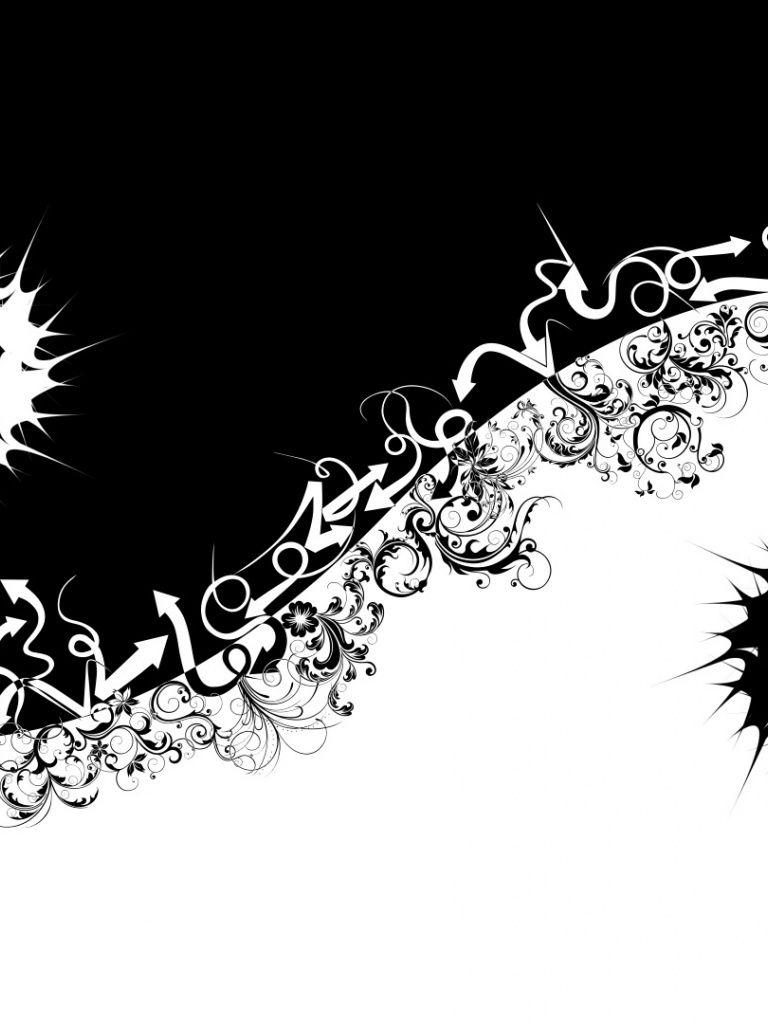 768x1024 Arrows Black White Yin Yang iPad wallpaper