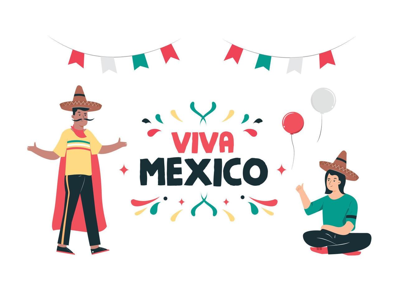 1282x980 mexican independence day illustration, september 16th poster for background. viva mexico