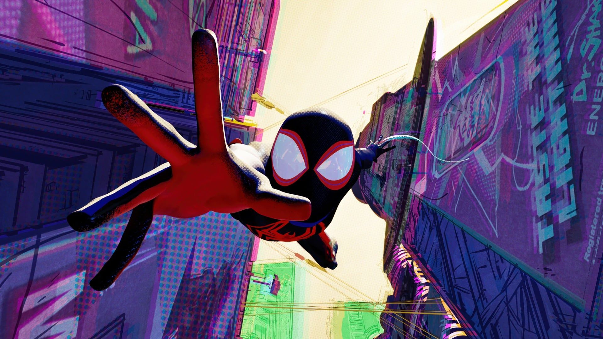 1920x1080 Miles Morales Swinging Spider Man Across The Spider Verse [1920x1080]