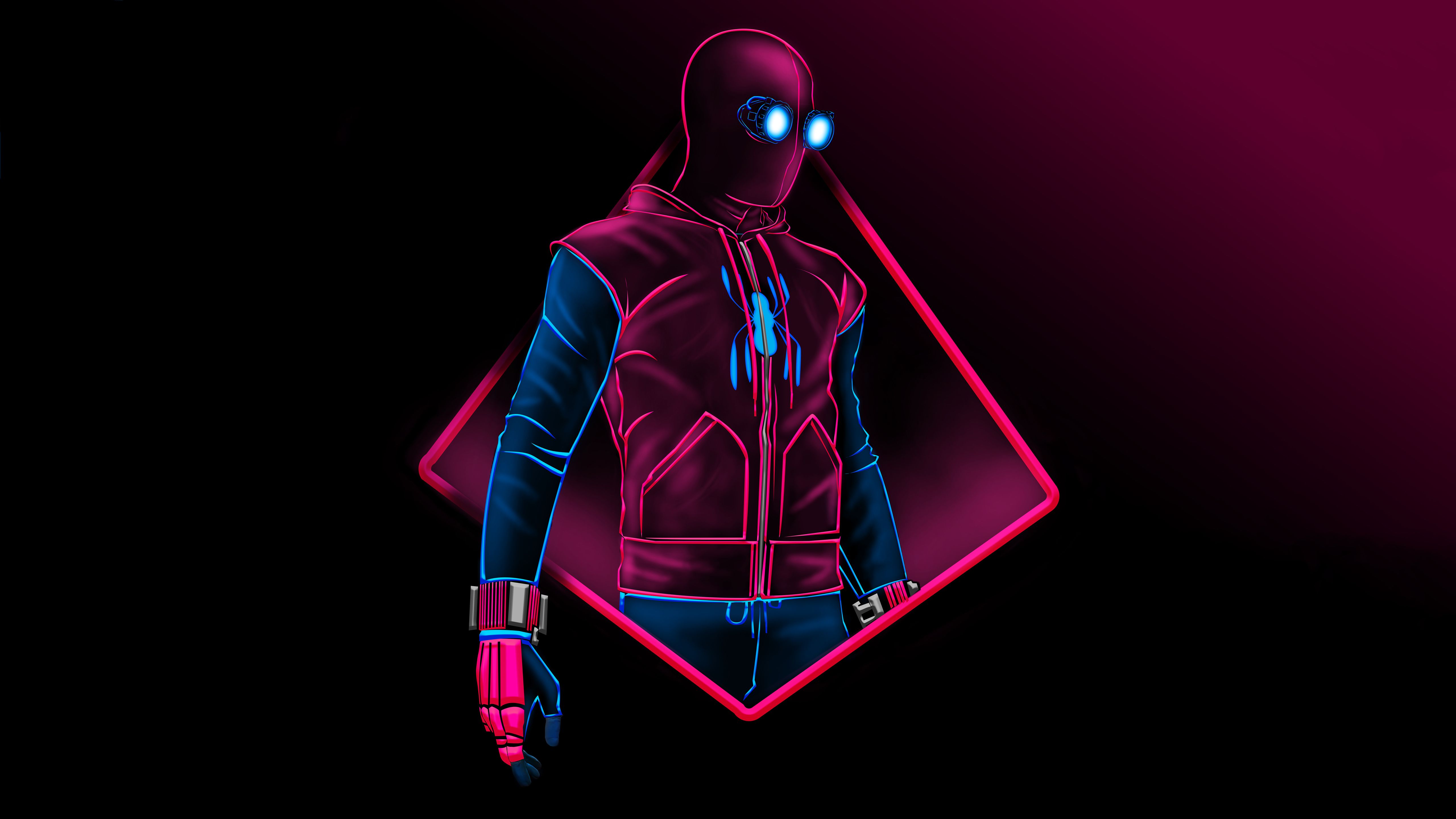 5120x2880 Miles Morales Neon Art Wallpaper, HD Superheroes Wallpaper, 4k Wallpaper , Image, Background, Photos and Picture