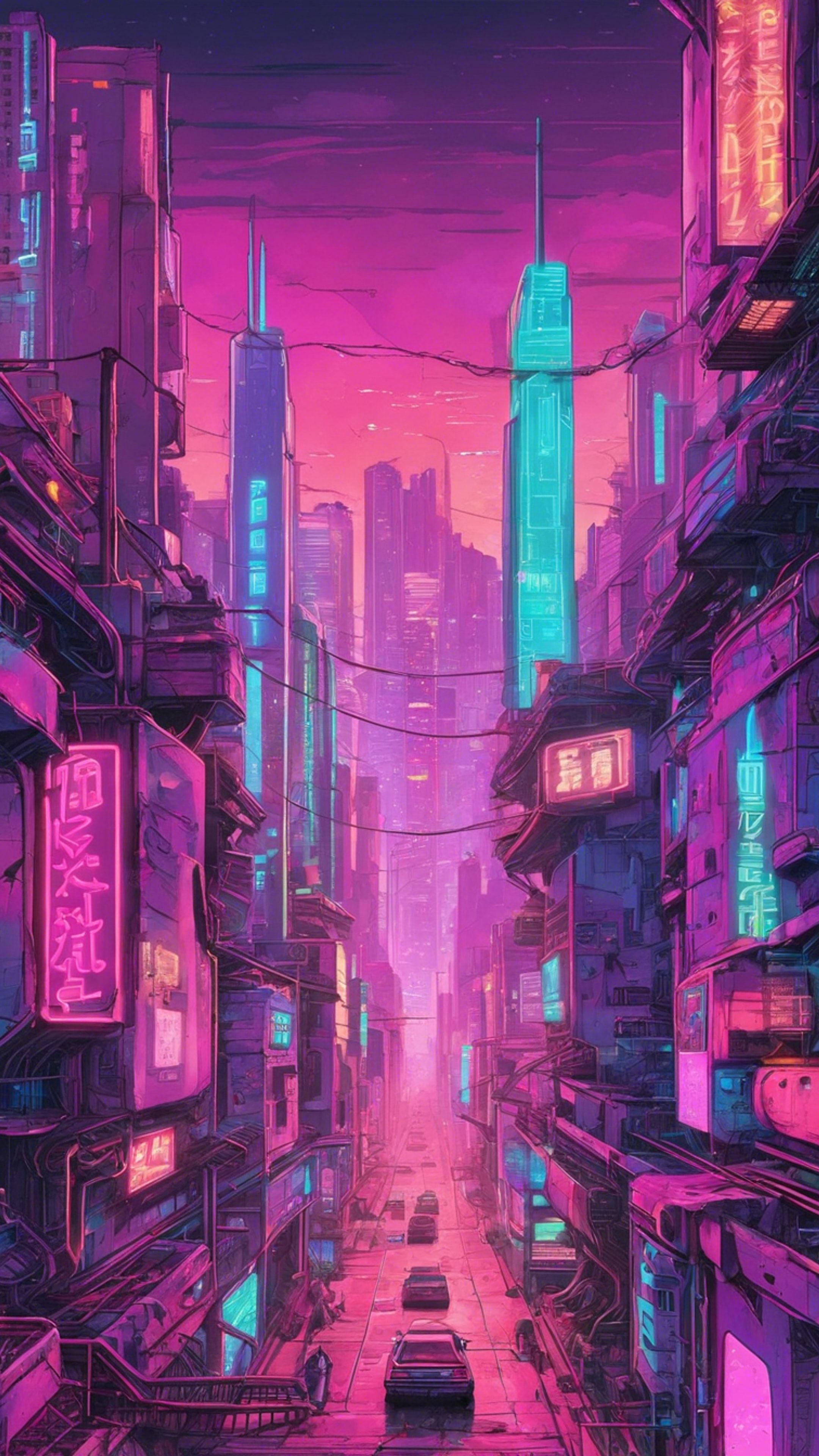 2160x3840 A Neon Lit Cyberpunk Cityscape Colored In Soft Pastel Tones. Wallpaper [59a7b10e393b40118ccf] By Wallpaper HD
