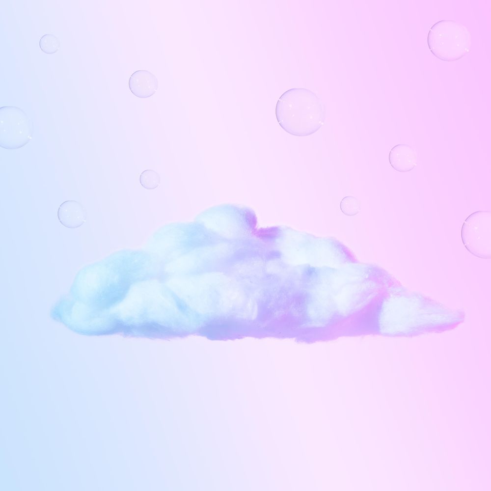 1000x1000 Cloud made of cotton wool in holographic neon colors on gradient pastel background Photo (4ZJpN4)