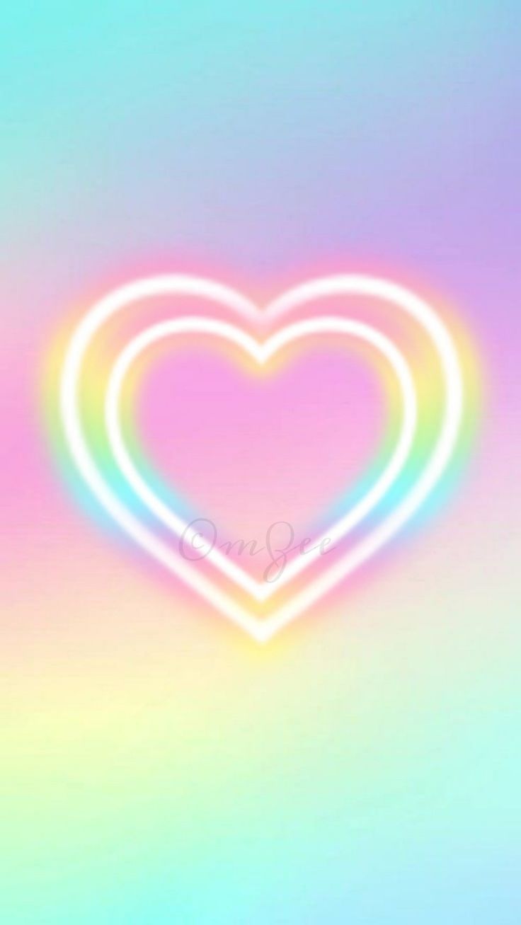 736x1307 Heart Shaped Neon Sign Wallpaper. Pastel neon heart design, Cute rainbow heart, Pastel multicolored heart
