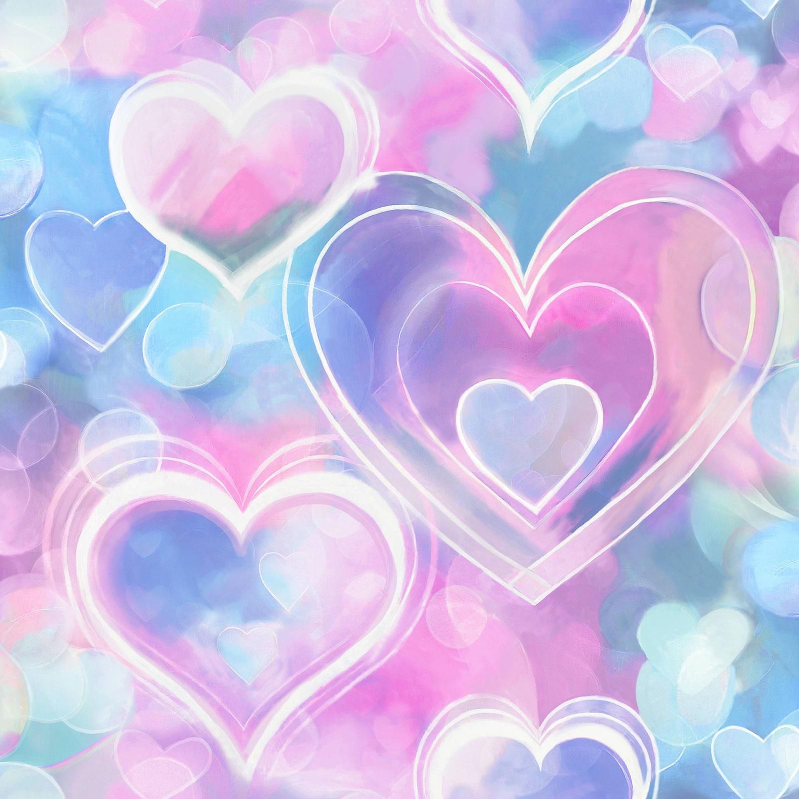 1600x1600 Neon Hearts Wallpaper Holden 13785 Pink / Blue Trendy Children's Bedroom Feature