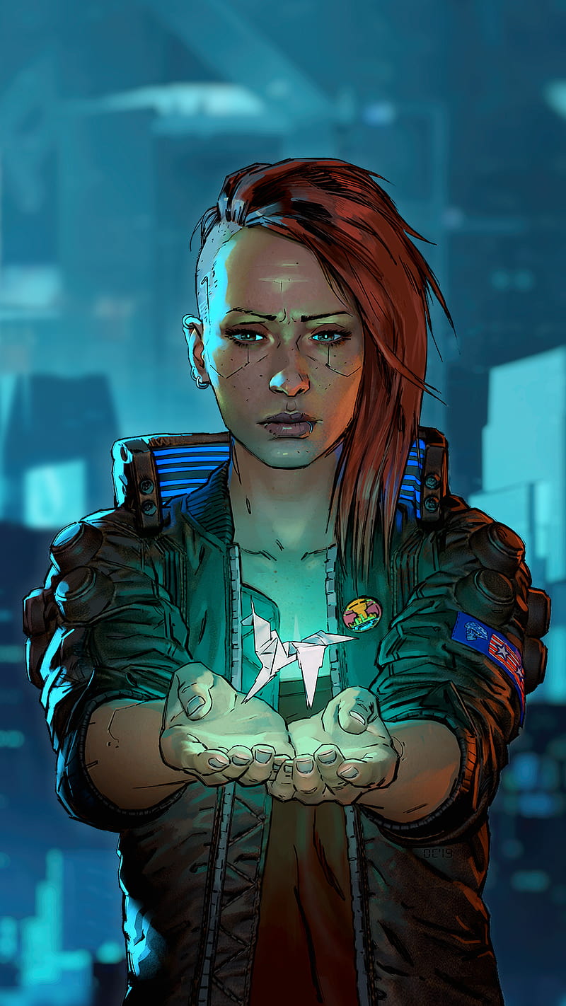 800x1422 V origami, cdpr, cyberpunk HD phone wallpaper
