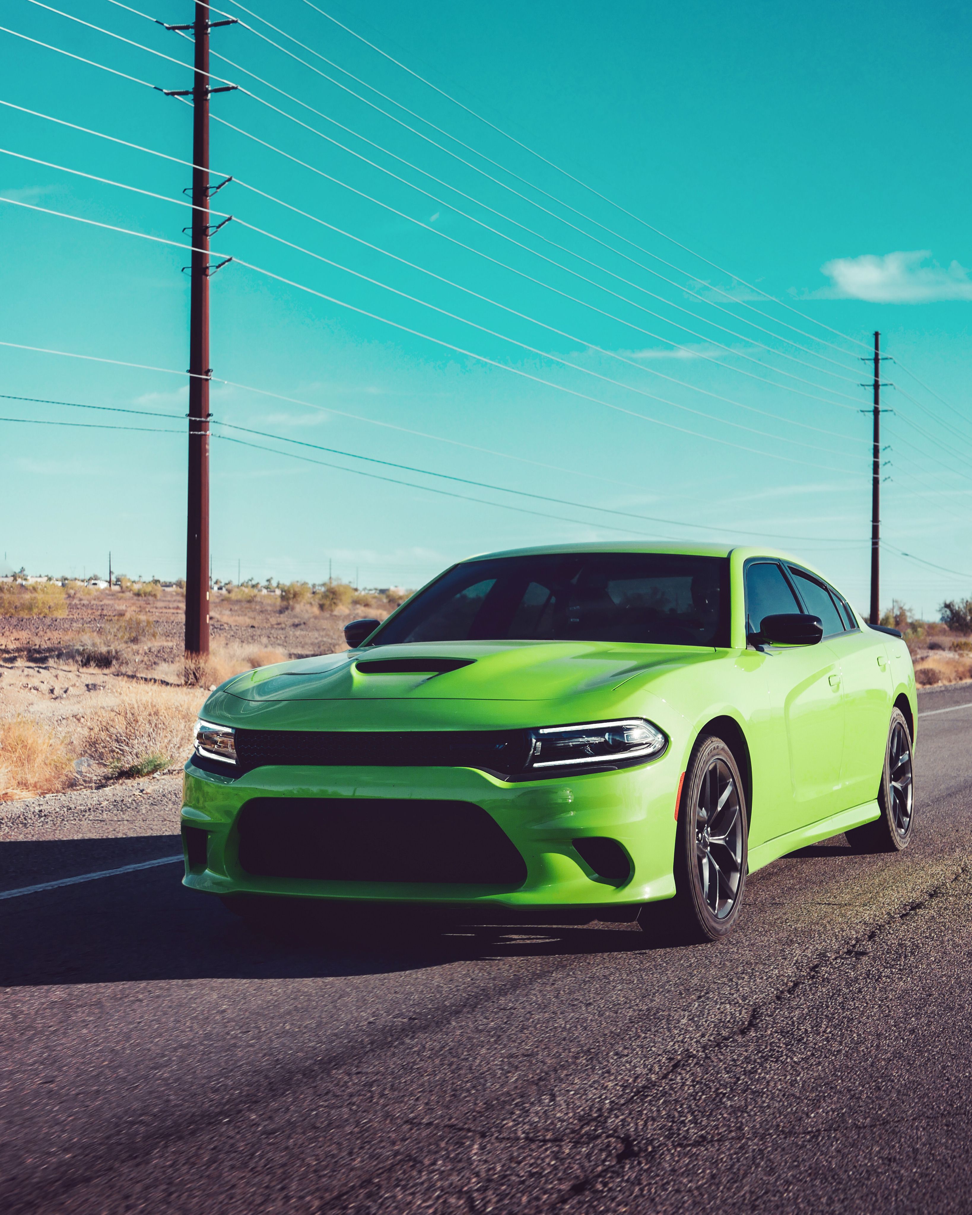 3276x4096 Green Dodge Charger on Road · Free