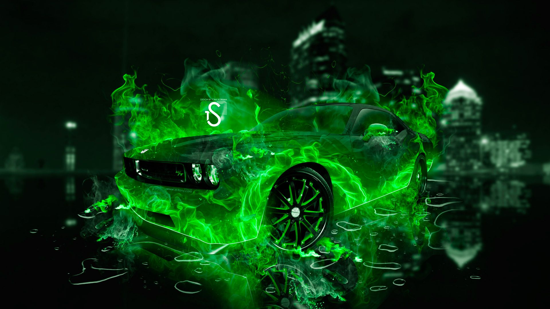 1920x1080 Neon Dodge Challenger Wallpaper