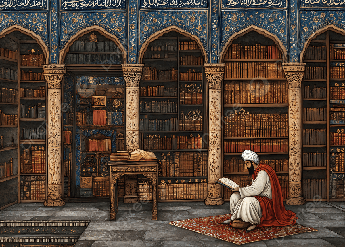 1200x857 An Intricate Depiction Of A Scholar Reading In Grand Ancient Islamic Library Filled With Books, Library, Ancient, Scholar Background Image And Wallpaper for Free Download
