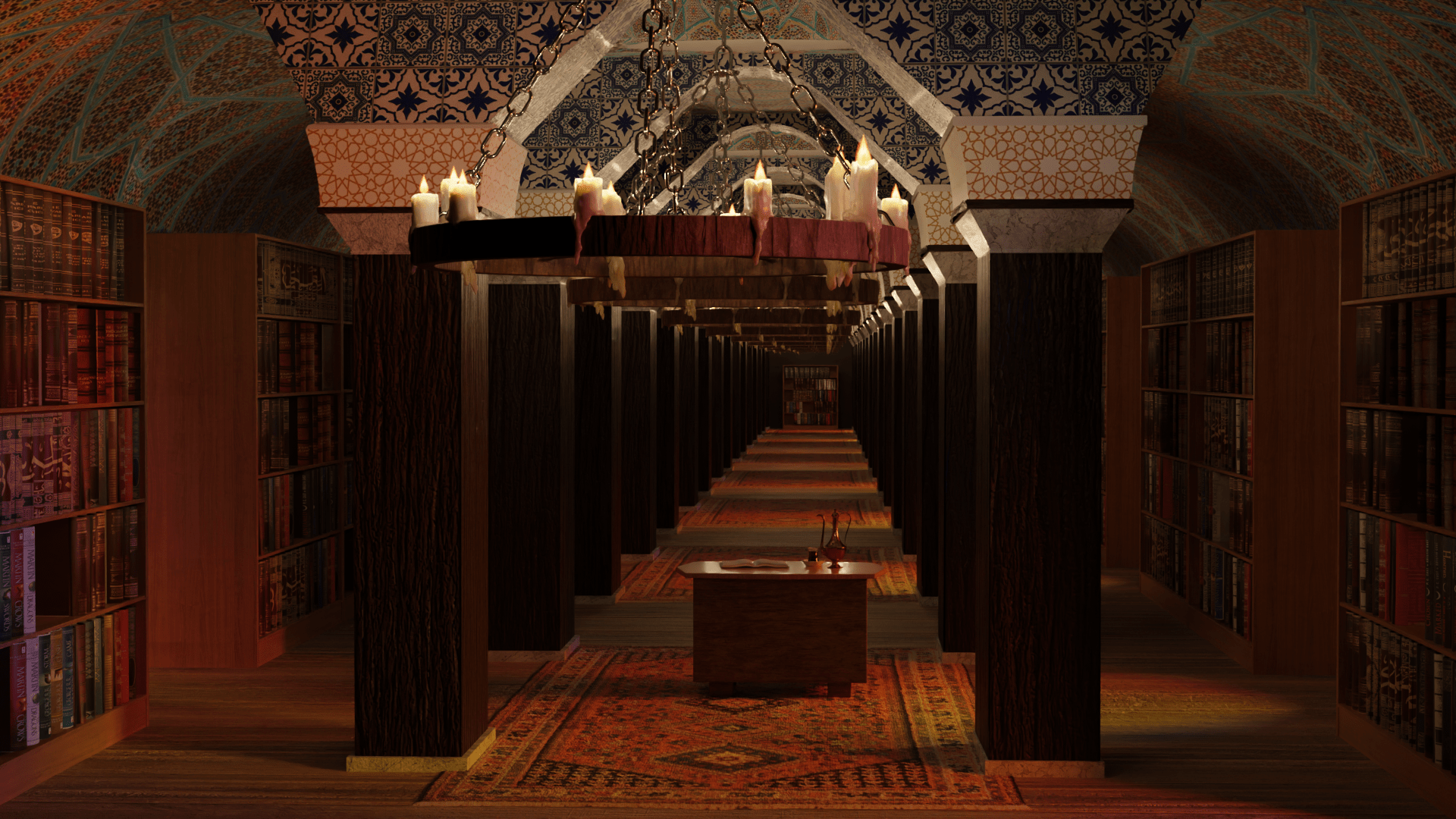 1920x1080 i made an islamic library but i dont really like it what can i do to improve it