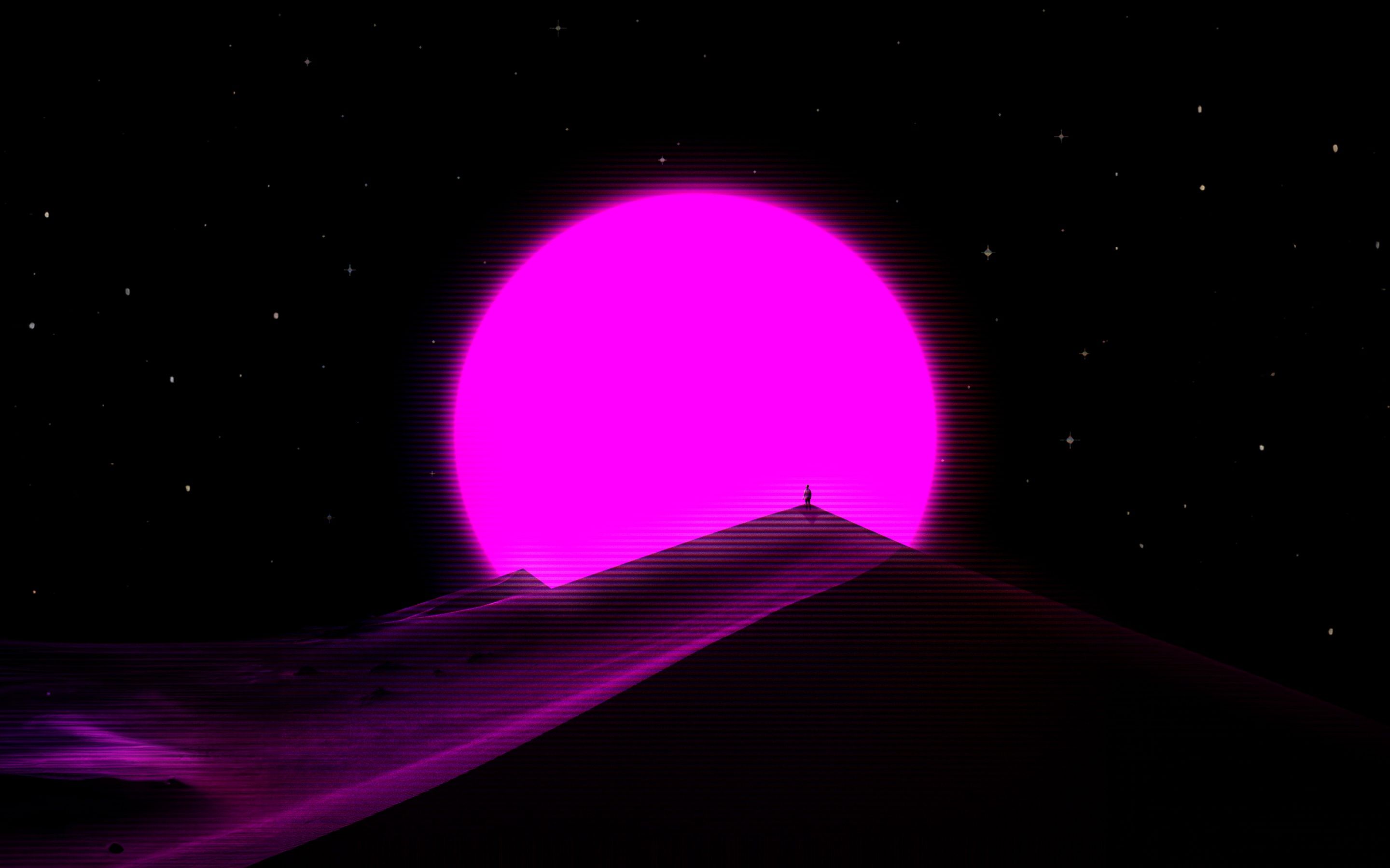 2880x1800 Synthwave Desert AMOLED 4K Wallpaper