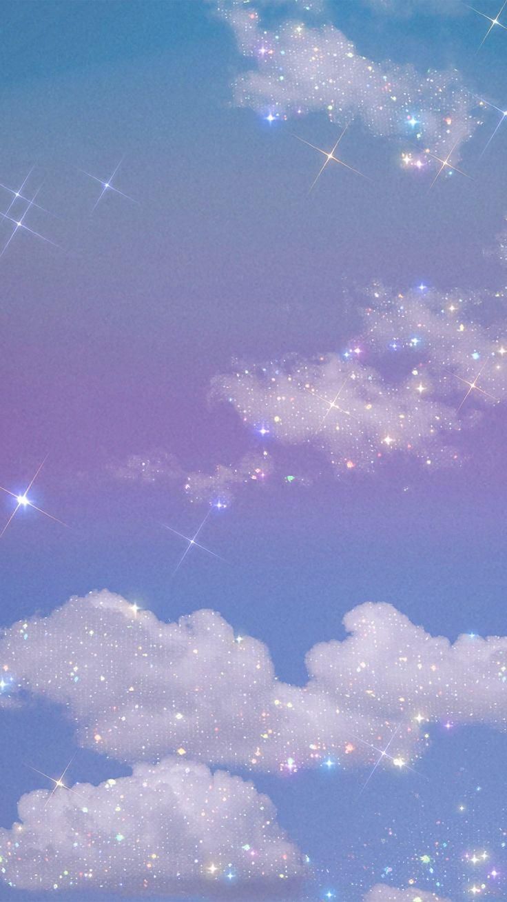 736x1308 Animated Sparkle Clouds, Aesthetic Glitter Sky, Sparkle, Cloudy Sky, Animated Phone Wallpaper