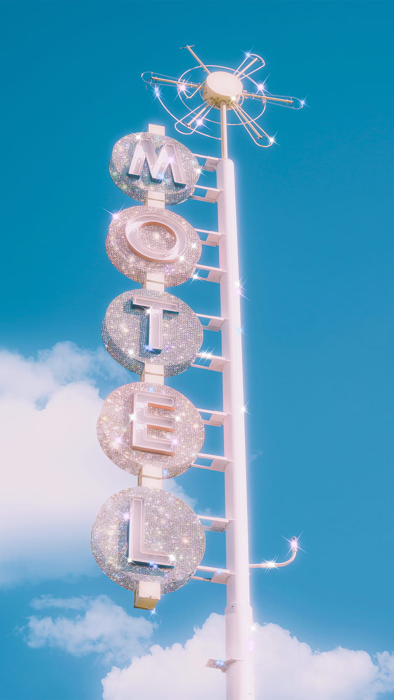 800x1422 Glitter Motel, aesthetic, clouds, girly, pink, sky, sparkle, travel, HD phone wallpaper