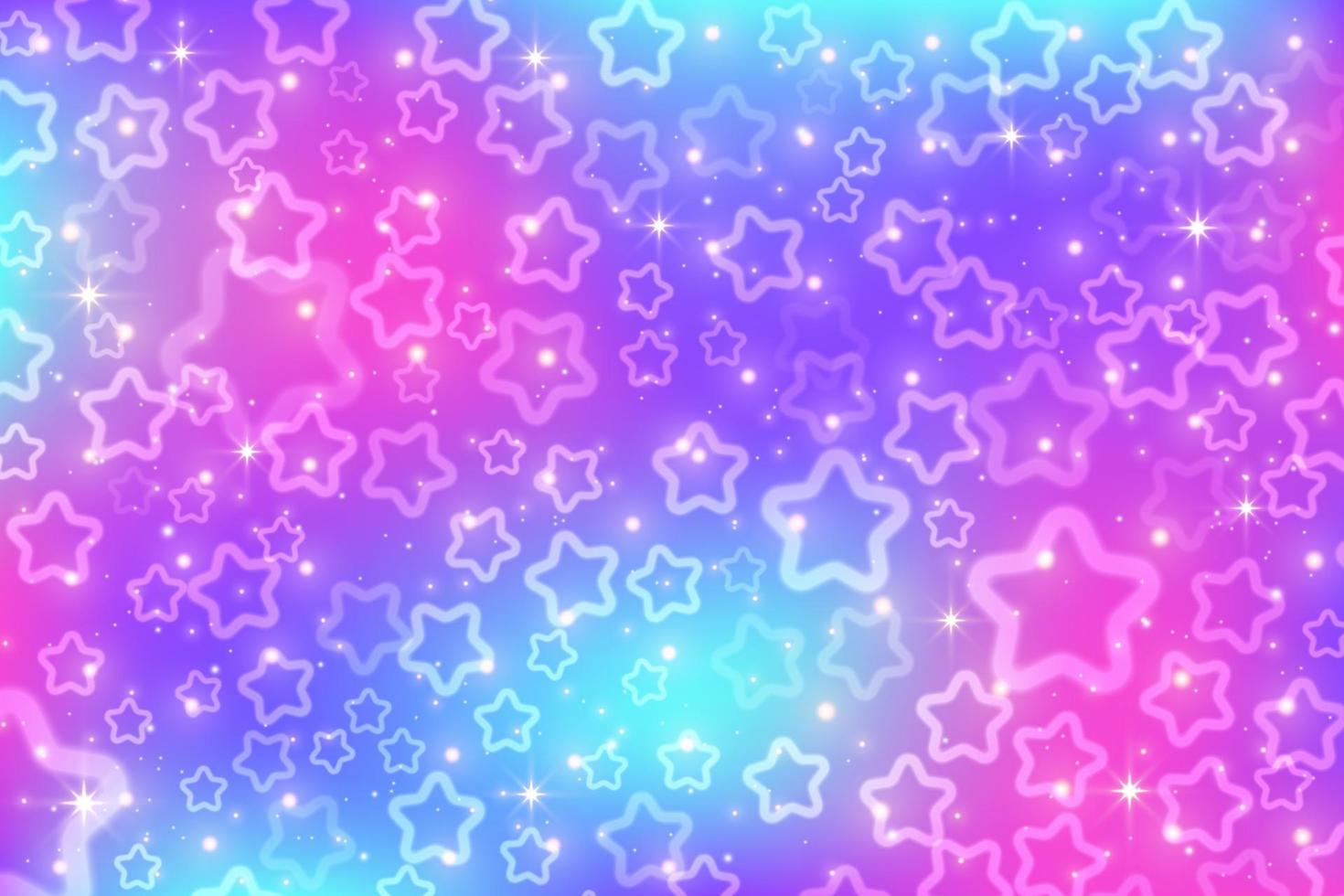 1470x980 Pink sky with stars and bokeh. Kawaii fantasy background. Magic glitter space with iridescent texture. Abstract vector wallpaper