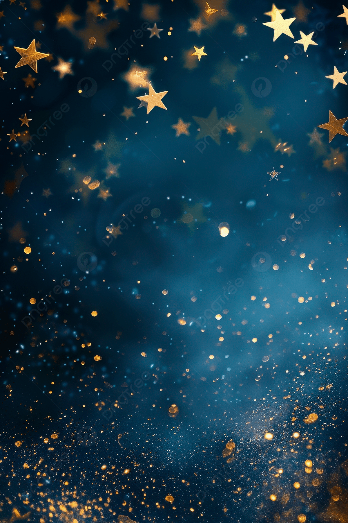 1200x1800 A Dark Blue Background With Golden Stars And Glitter Wallpaper Image For Free Download